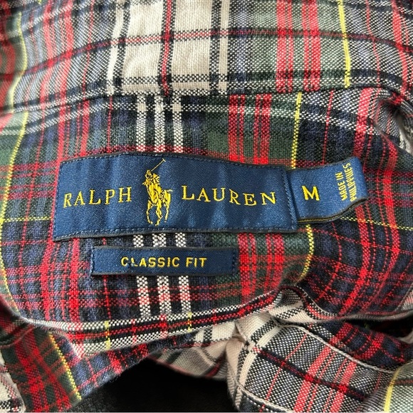 POLO Ralph Lauren Men's Button Down Shirt Red Green Plaid Classic Fit Size Med - Picture 2 of 7